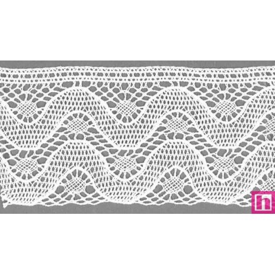 9489-0 PUNTILLA BOLILLO ZAREK 70 MM. ALGODON 100% BLANCO Venta en piezas de 25.00 M