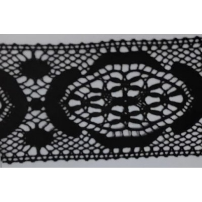 9490-004 ENTREDOS BOLILLO AJEDREA 85 MM. ALGODON 100% NEGRO Venta en piezas de 25.00 M