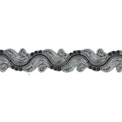 9688-8392 GALON FANTASIA CIHAN 30 MM. POLIAMIDA 60%-POL.35%-ALG.5% NEGRO/PLATA Venta en piezas de 9.10 M