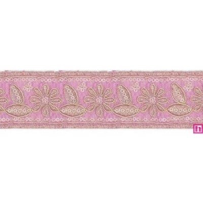 981254-0055 GALON FANTASIA ADONIS 45 MM. POLIESTER+PET ROSA/DORADO Venta en piezas de 9.30 M