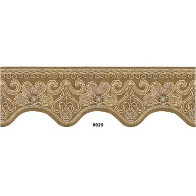 981255-0025 PUNTILLA FANTASIA EVELIA 45 MM. PET+METALLIC CAMEL/DORADO Venta en piezas de 9.30 M