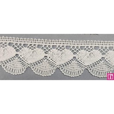 9813-104 PUNTILLA BOLILLO KALOLA 45 MM. ALGODON 100% NATURAL Venta en piezas de 25.00 M