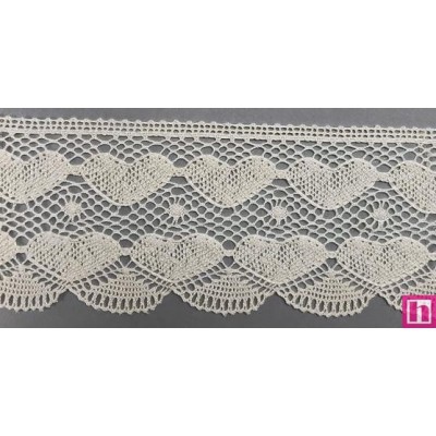 9814-104 PUNTILLA BOLILLO KALOLA 65 MM. ALGODON 100% NATURAL Venta en piezas de 25.00 M