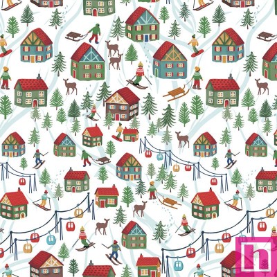 P121-CHM35915-W PATCH. AMERICANO CHRISTMAS MINIATURES III (03) 110 CM. ALGODON 100% BLANCO Venta en piezas de 7.00 M