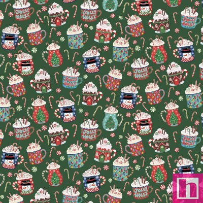 P121-CHM35916-DG PATCH. AMERICANO CHRISTMAS MINIATURES III (08) 110 CM. ALGODON 100% VERDE Venta en piezas de 7.00 M