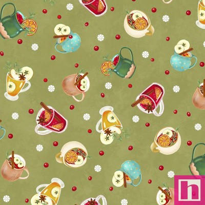 P121-HCID 5141G PATCH. AMERICANO HOT CIDER (02) 110 CM. ALGODON 100% VERDE Venta en piezas de 7.00 M