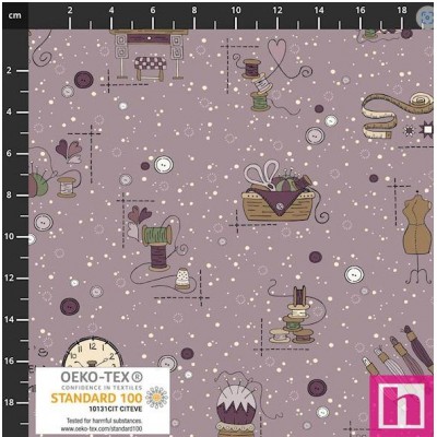 P137-4504-078 PATCH.AMERICANO BOBBINS AND BLOOMS (17) 110 CM. ALGODON 100% LILA Venta en piezas de 6.00 M