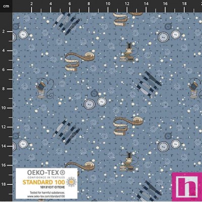 P137-4504-081 PATCH.AMERICANO BOBBINS AND BLOOMS (02) 110 CM. ALGODON 100% AZUL Venta en piezas de 6.00 M