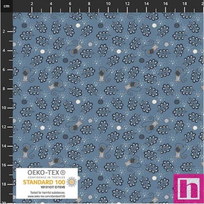 P137-4504-082 PATCH.AMERICANO BOBBINS AND BLOOMS (03) 110 CM. ALGODON 100% AZUL Venta en piezas de 6.00 M