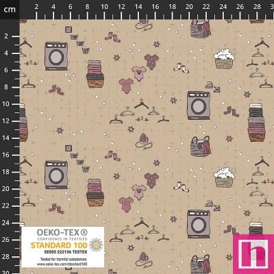 P137-4504-140 PATCH.AMERICANO LAUNDRY HOUR (09) 110 CM. ALGODON 100% BEIG Venta en piezas de 6.00 M