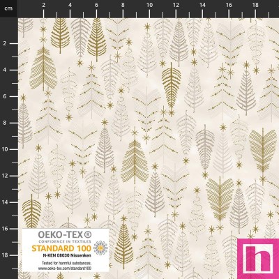 P137-4591-126 PATCH.AMERICANO WE LOVE CHRISTMAS (040) 110 CM. ALGODON 100% MARFIL/DORADO METALLIC Venta en piezas de 6.00 M