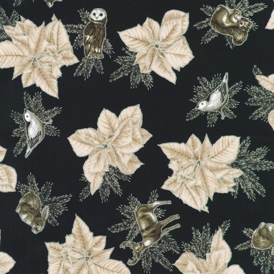 P137-SRKM-23702-304 PATCH. AMERICANO HOLIDAY FLOURISH - FOREST GLEN (65) 110 CM. ALGODON 100% NEGRO/PLATA METALLIC Venta en piez