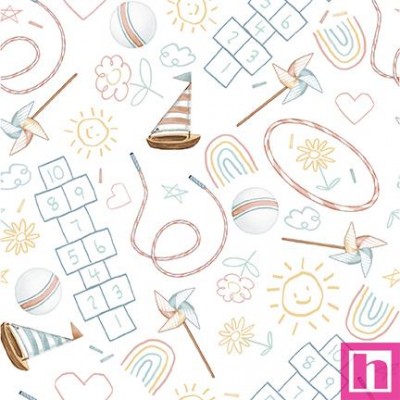 P140-1717-01 PATCH. AMERICANO BOHO BUDDIES (03) 110 CM. ALGODON 100% BLANCO Venta en piezas de 6.80 M