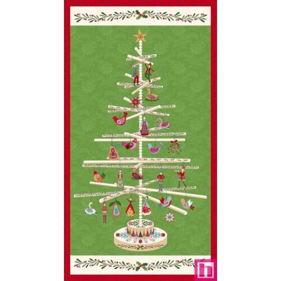 P140-3459P-44 PATCH. AMERICANO SCANDINAVIAN HOLIDAY (06) PANEL 60X110 CM. ALGODON 100% VERDE/MULTI Venta en piezas de 7.00 M