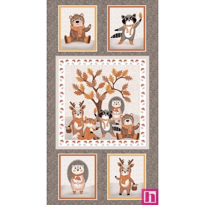 P140-3491P-93 PATCH. AMERICANO CHEERFUL CHEEKS (01) PANEL 60X110 CM. ALGODON 100% GRIS/TEJA Venta en piezas de 7.00 M