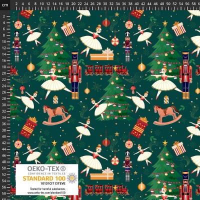 P37-4504-168 PATCH.AMERICANO CHRISTMAS BALLET (02) 110 CM. ALGODON 100% VERDE Venta en piezas de 6.00 M