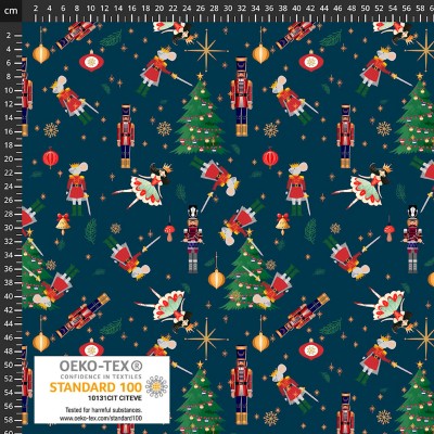 P37-4504-169 PATCH.AMERICANO CHRISTMAS BALLET (03) 110 CM. ALGODON 100% AZUL Venta en piezas de 6.00 M