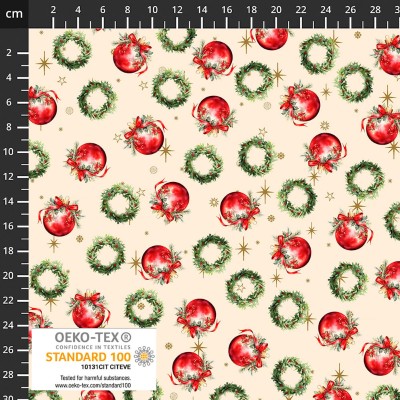 P37-4504-173 PATCH.AMERICANO VINTAGE CHRISTMAS (03) 110 CM. ALGODON 100% CREMA Venta en piezas de 6.00 M