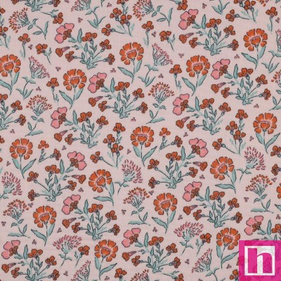 P94-4152-021 DOBLE GASA ESTAMPADA NALLELY (03) 135 CM. 125 GR/M2. ALGODON 100% ROSA/TEJA Venta en piezas de 6.00 M