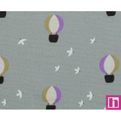 P94-4153-008 DOBLE GASA ESTAMPADA LIZAR (02) 135 CM. 125 GR/M2. ALGODON 100% VERDE Venta en piezas de 6.00 M