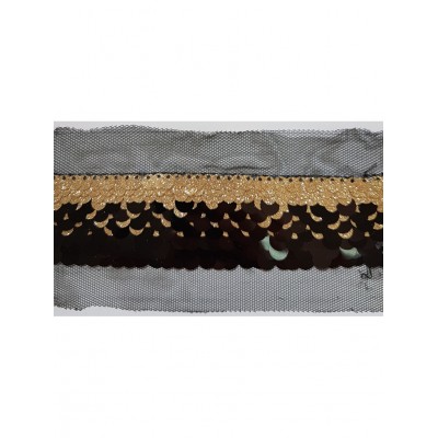 60870 GALON FANTASIA LENTEJUELAS DARGI 45 MM.POLIESTER 100% DORADO/NEGRO Venta en piezas de 13.00 M