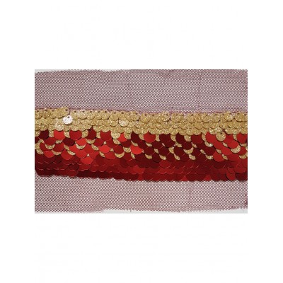 60871 GALON FANTASIA LENTEJUELAS DARGI 45 MM. POLIESTER 100% DORADO/GRANATE Venta en piezas de 13.00 M