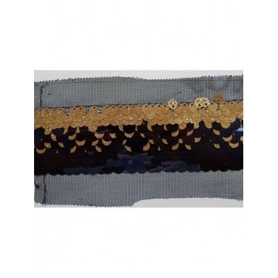 60872 GALON FANTASIA LENTEJUELAS DARGI 45 MM. POLIESTER 100% DORADO/MARINO Venta en piezas de 13.00 M