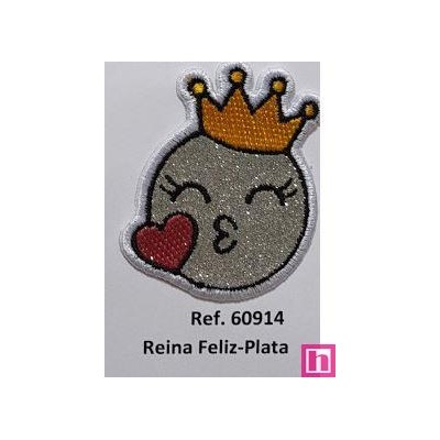 60914 APLICACION REINA FELIZ TERMO-ADHESIVA  4X5 POLIESTER 50%-VISCOSA 50% PLATA Venta en piezas de 6.00 U