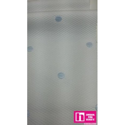 67203 PIQUE BORDADO ORIEL (04) 1.60 MTS ALGODON 88%-POLIESTER 12% BLANCO/CELESTE Venta en piezas de 6.00 M