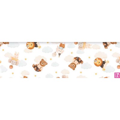 67531 PIQUE ESTAMPADO CELOSO (01) 1.50 M. 170 GR/M2. ALGODON 100% BLANCO/BEIG Venta en piezas de 6.00 M