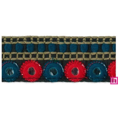 981027-0005 ESPEJO GALON BORDADO 32 MM.  POLIESTER 100%  OCEANO Venta en piezas de 9.30 M