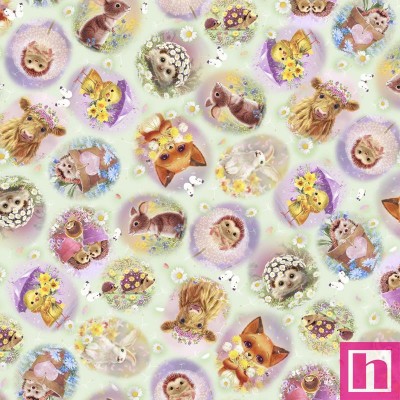 P121-SSWE6148G PATCH. AMERICANO SPRING SWEETIES (02) 110 CM. ALGODON 100% VERDE/MULTI Venta en piezas de 7.00 M