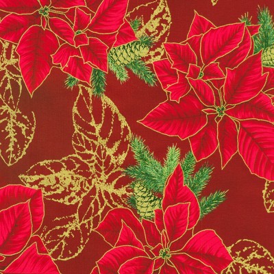 P137-SRKM-23700-113 PATCH. AMERICANO HOLIDAY FLOURISH - FOREST GLEN (35) 110 CM. ALGODON 100% FRAMBUESA/DORADO METALLIC Venta en