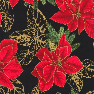 P137-SRKM-23700-2 PATCH. AMERICANO HOLIDAY FLOURISH - FOREST GLEN (39) 110 CM. ALGODON 100% NEGRO/DORADO METALLIC Venta en pieza