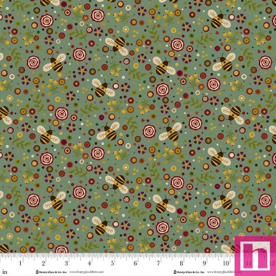 P140-2010-77 PATCH. AMERICANO PENNYBERRY FARM (22) 110 CM. ALGODON 100% VERDE Venta en piezas de 7.00 M