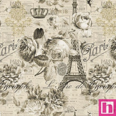 P140-4106-30 PATCH. AMERICANO PARIS NIGHTS (10) 110 CM. ALGODON 100% CREMA/GRIS Venta en piezas de 7.00 M