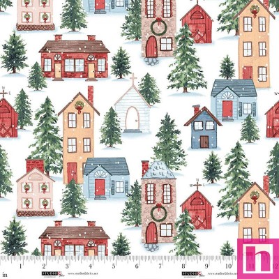 P140-8305-08 PATCH. AMERICANO CHRISTMAS VILLAGE (05) 110 CM. ALGODON 100% BLANCO/MULTI Venta en piezas de 7.00 M
