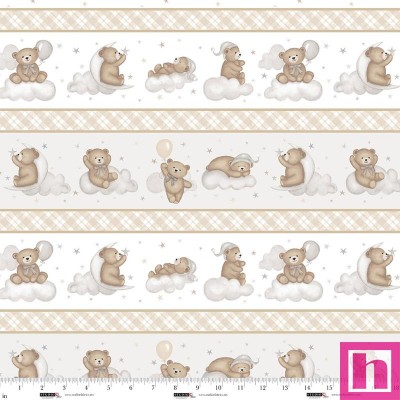 P140-8525-34 PATCH. AMERICANO SLEEPY TEDDY (10) 110 CM. ALGODON 100% BLANCO/CREMA Venta en piezas de 7.00 M