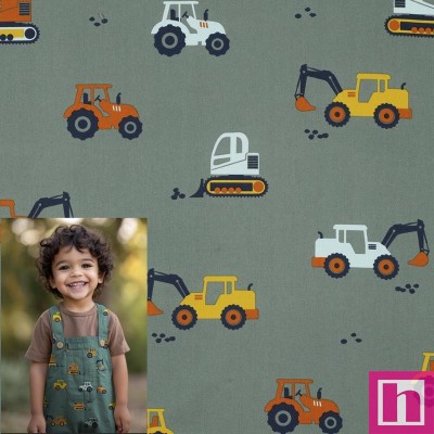 P94-5586-005 POPELIN ESTAMPADO MACHINES (02) 148 CM.-110 GR/M2 ALGODON 100% VERDE Venta en piezas de 6.00 M