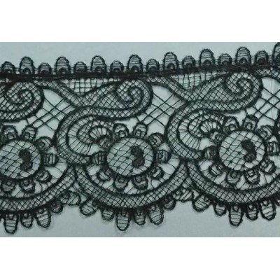 142106-02 PUNTILLA GUIPUR MEENA 90 MM. POLIESTER 100% NEGRO Venta en piezas de 19.00 M