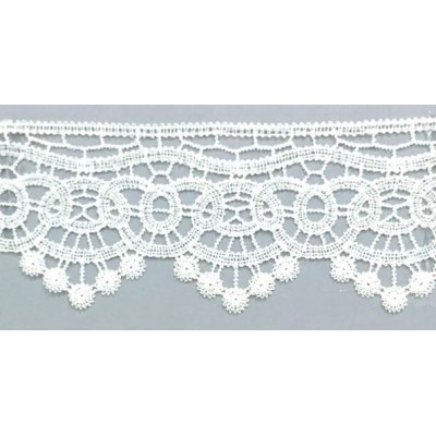 142108-01 PUNTILLA GUIPUR INDIA 65 MM. POLIESTER 100% BLANCO Venta en piezas de 19.00 M