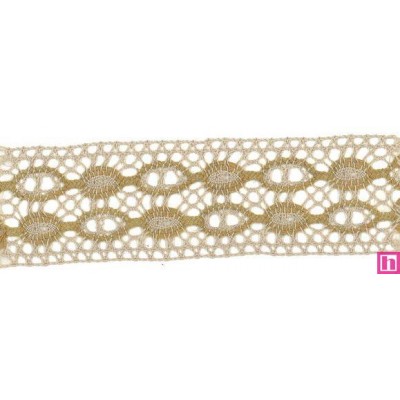 53662 LARAINE ENTREDOS BOLILLO 55 MM. POLIESTER 75%-LINO 25% CAMEL/ALBERO Venta en piezas de 15.00 M