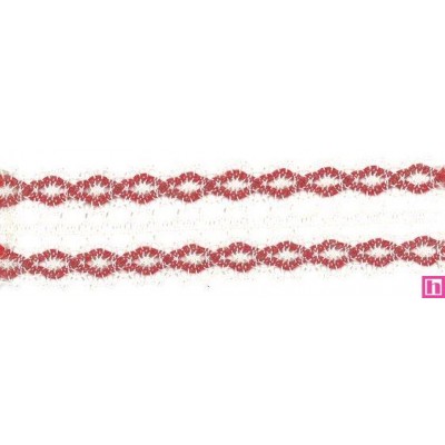 54037 AGNA GALON BOLILLO 35 MM. POLIESTER 50%-LINO 50% BLANCO/ROJO Venta en piezas de 15.00 M