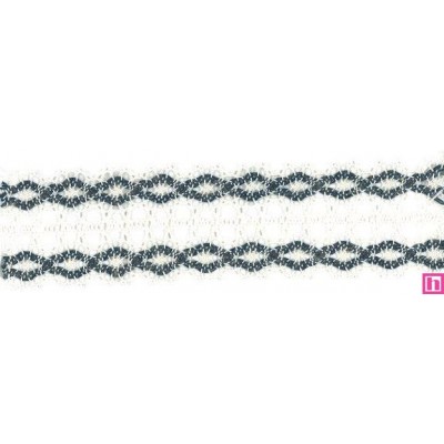 54038 AGNA GALON BOLILLO 35 MM. POLIESTER 50%-LINO 50% BLANCO/MARINO Venta en piezas de 15.00 M