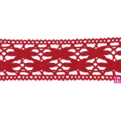 55279 AMELIO ENTREDOS BOLILLO 45 MM ACRILICO 100%  ROJO Venta en piezas de 33.00 M