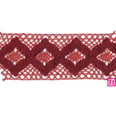 55459 ELEANOR ENTREDOS BOLILLO 60 MM. POLI-LINO 50%-MUSKI 50% GRANATE Venta en piezas de 15.00 M