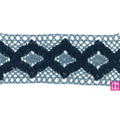 55461 ELEANOR ENTREDOS BOLILLO 60 MM. POLI-LINO 50%-MUSKI 50% MARINO Venta en piezas de 15.00 M