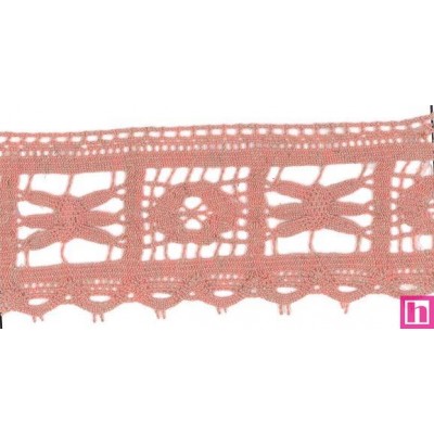 55466 ADRIENNE PUNTILLA BOLILLO 60 MM. POLI-LINO 100% CORAL Venta en piezas de 15.00 M