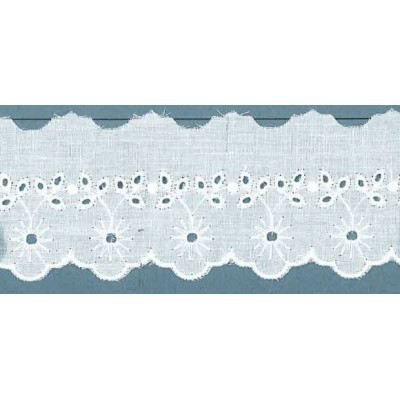 60000-000 BORDADO BATISTA ADELA POLIESTER 60%-ALGODON 40% BLANCO Venta en piezas de 13.80 M