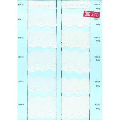 60012-000 BORDADO BATISTA VOVELA POLIESTER 60%-ALGODON 40% BLANCO Venta en piezas de 13.80 M
